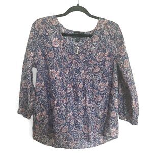 Ralph Lauren Blue and pink Paisley Blouse 100% cotton Sz L